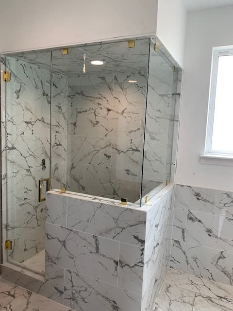 Custom shower glass installation — completed enclosure